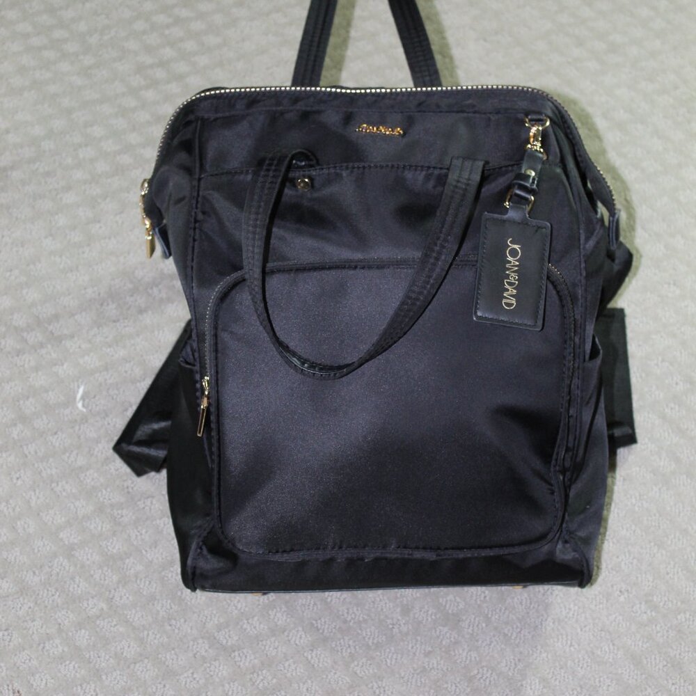 Joan & David Black Nylon Laptop Travel Backpack Bag EUC